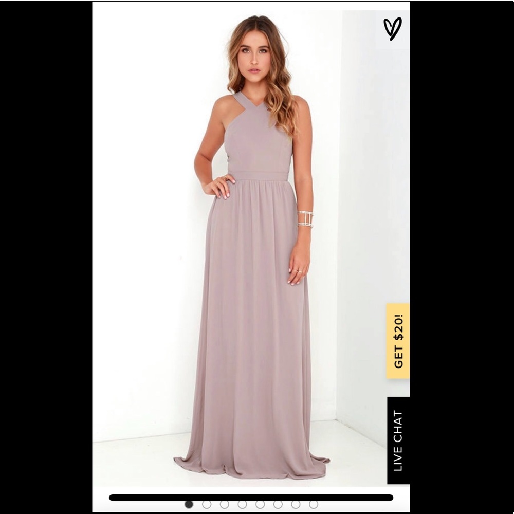 LuLus Air of Romance Taupe Maxi Dress